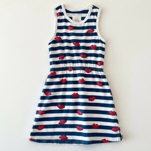 Tiny Tribe Striped Racerback Lip Print Dress Red White Blue Girls 5